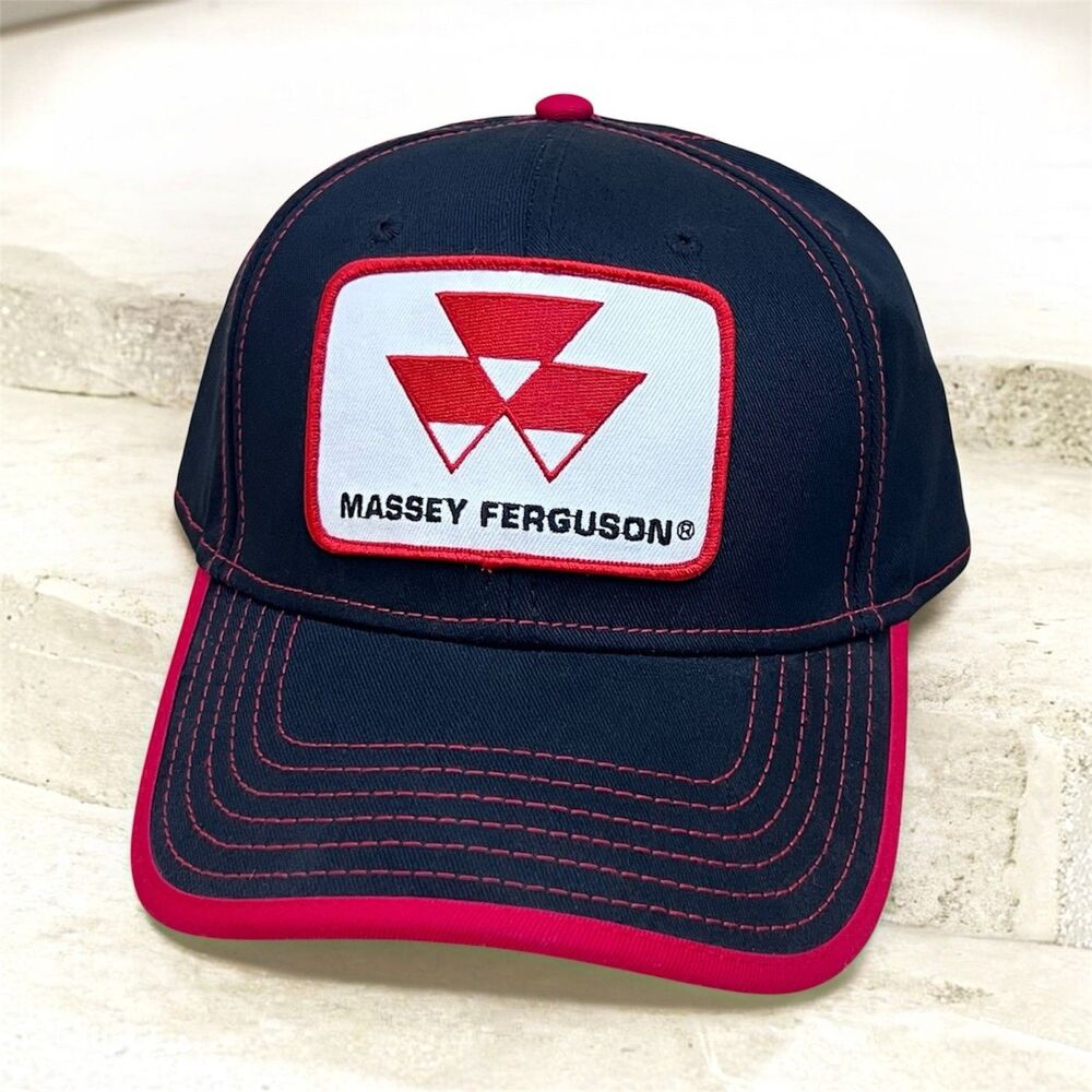 Massey Ferguson Patch Hat Strapback Black Red Accents Tractor Farming OTTO Cap